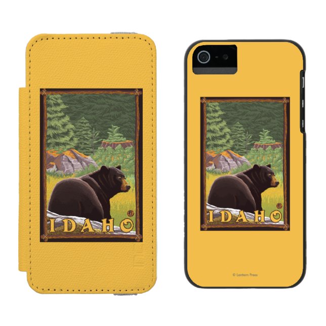 Black Bear in Forest - Idaho Incipio iPhone Wallet Case (Side by Side)