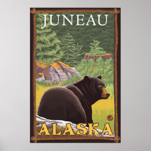Black Bear in Forest - Juneau, Alaska Poster