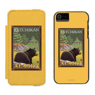 Black Bear in Forest - Ketchikan, Alaska Incipio Watson™ iPhone 5 Wallet Case