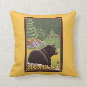 Black Bear in Forest - Montana Cushion