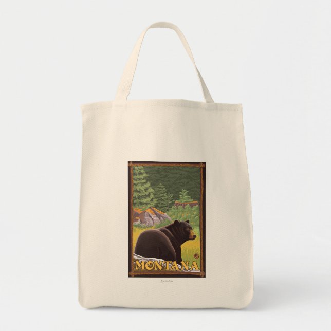 Black Bear in Forest - Montana Tote Bag (Front)