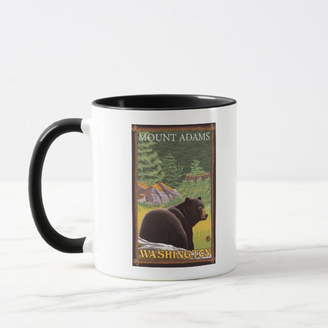 Black Bear in Forest - Mount Adams, Washington Mug (Left)