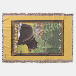 Black Bear in Forest - Mount Adams, Washington Throw Blanket