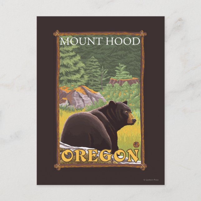 Black Bear in Forest - Mount Hood, Oregon Postcard (Front)