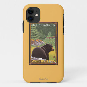 Black Bear in Forest - Mount Rainier, Washington iPhone 11 Case