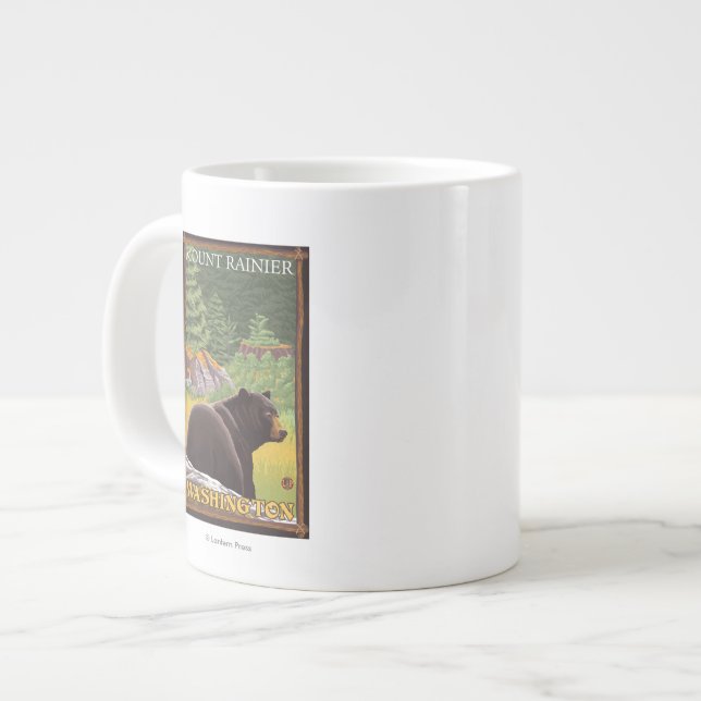 Black Bear in Forest - Mount Rainier, Washington Large Coffee Mug (Front Left)