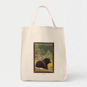 Black Bear in Forest - Mount Rainier, Washington Tote Bag