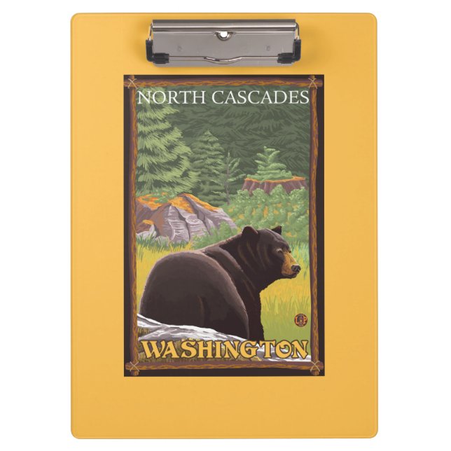 Black Bear in Forest - North Cascades, Washingto Clipboard (Front)