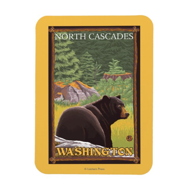 Black Bear in Forest - North Cascades, Washingto Magnet (Vertical)