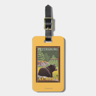 Black Bear in Forest - Petersburg, Alaska Luggage Tag