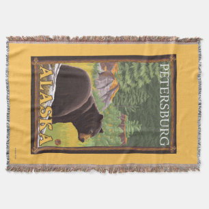 Black Bear in Forest - Petersburg, Alaska Throw Blanket