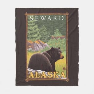 Black Bear in Forest - Seward, Alaska Fleece Blanket
