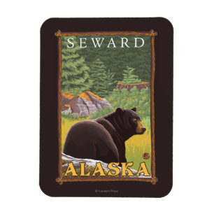 Black Bear in Forest - Seward, Alaska Magnet