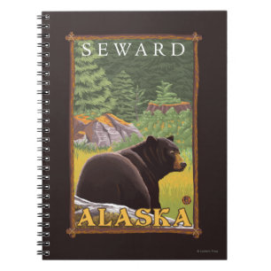 Black Bear in Forest - Seward, Alaska Notebook