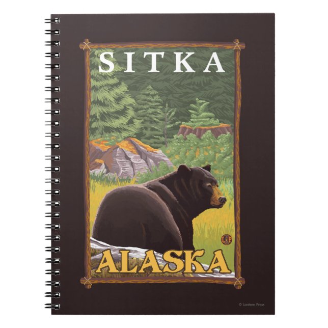Black Bear in Forest - Sitka, Alaska Notebook (Front)