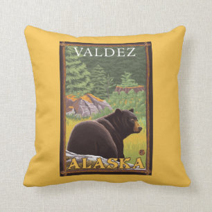 Black Bear in Forest - Valdez, Alaska Cushion