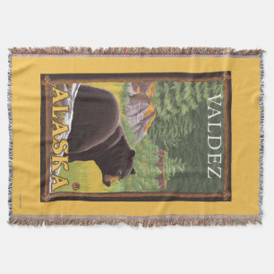 Black Bear in Forest - Valdez, Alaska Throw Blanket