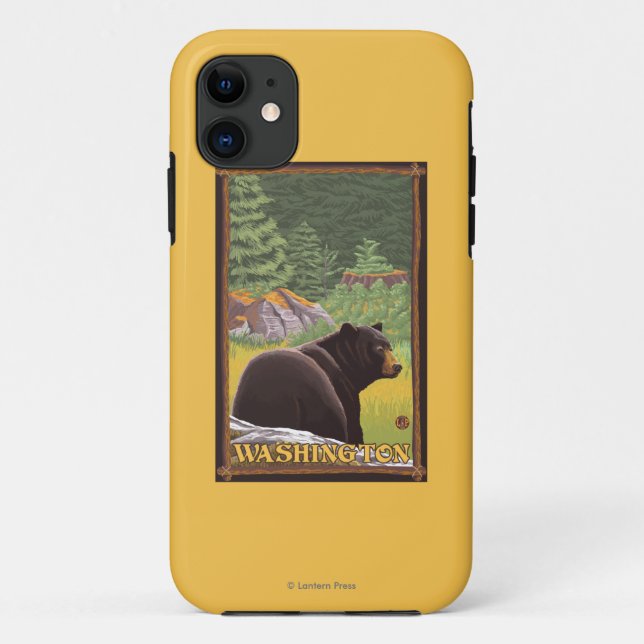 Black Bear in Forest - Washington Case-Mate iPhone Case (Back)
