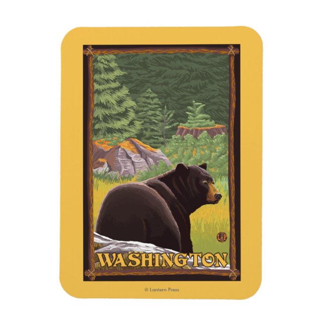 Black Bear in Forest - Washington Magnet (Vertical)