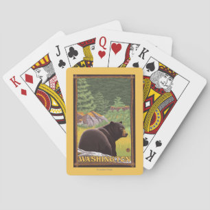Black Bear in Forest - Washington Playing Cards