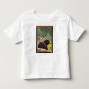 Black Bear in Forest - Washington Toddler T-Shirt