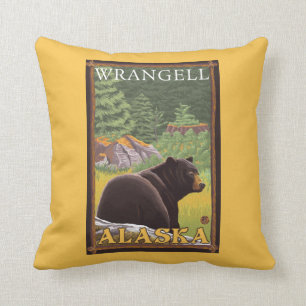 Black Bear in Forest - Wrangell, Alaska Cushion