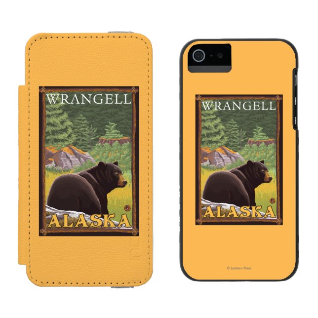 Black Bear in Forest - Wrangell, Alaska Incipio iPhone Wallet Case (Side by Side)
