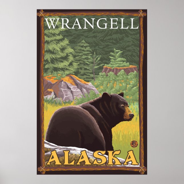 Black Bear in Forest - Wrangell, Alaska Poster (Front)