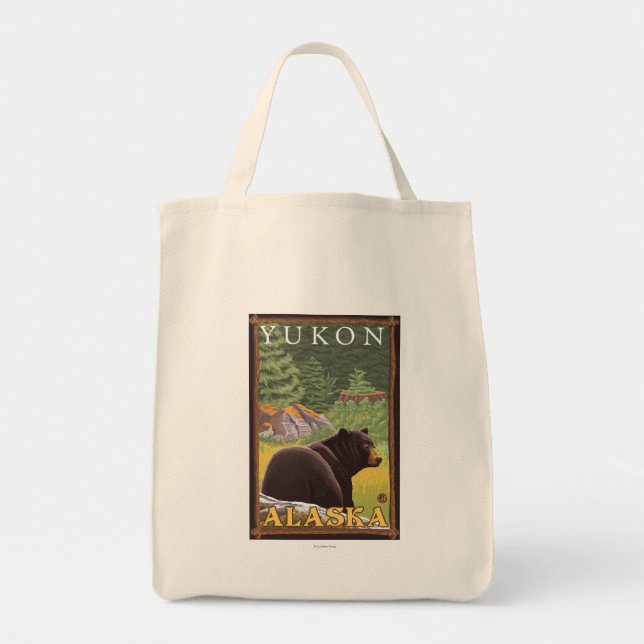 Black Bear in Forest - Yukon, Alaska Tote Bag (Front)