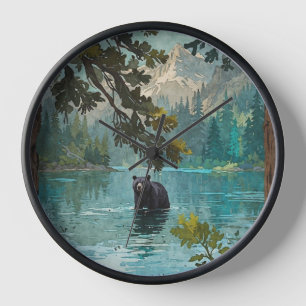 Black Bear Lake Art Clock