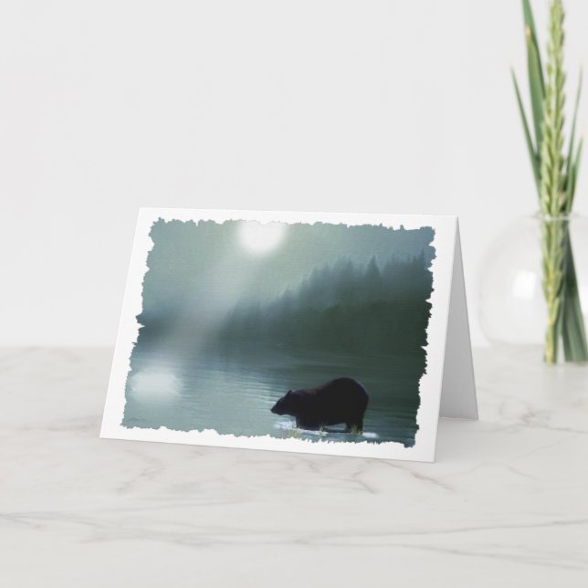 BLACK BEAR & LAKE Greeting & Note Cards (Front)