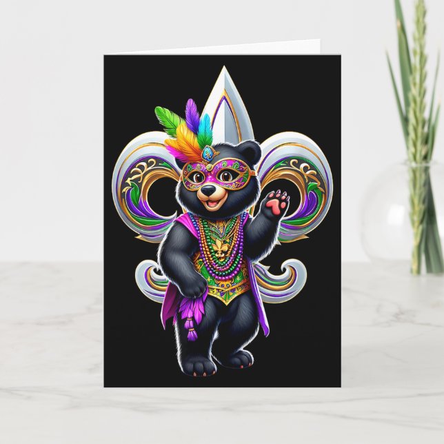 Black Bear Mardi Gras  Card (Front)