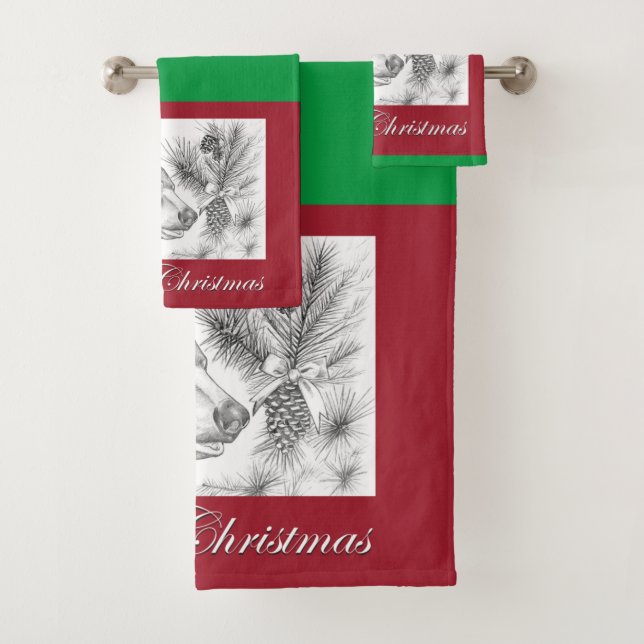 Black Bear Merry Christmas Bath Towel Set (Insitu)