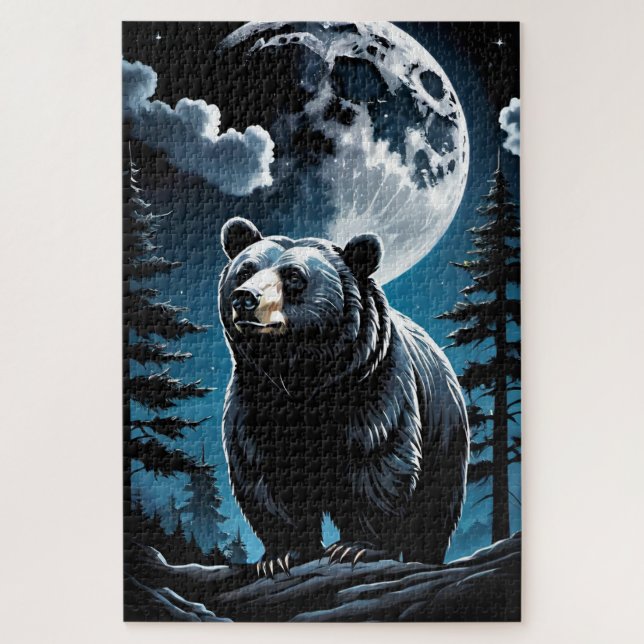 Black Bear Moon Jigsaw Puzzle (Vertical)
