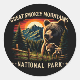 Black Bear Mother Great Smokey Mountains National Classic Round Sticker