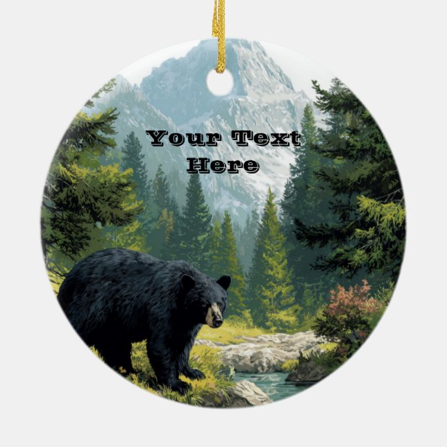 Black Bear Nature  Ceramic Ornament (Back)