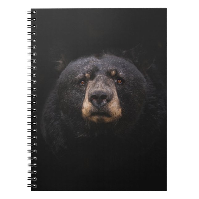 BLACK BEAR ON BROWN WOODEN TREE BRANCH NOTEBOOK (Front)
