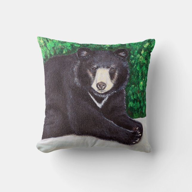 Black Bear Painting Cushion (Front)