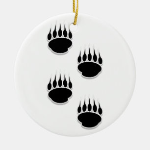 Black Bear Paw Prints Ceramic Ornament