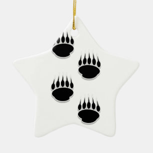 Black Bear Paw Prints Ceramic Tree Decoration