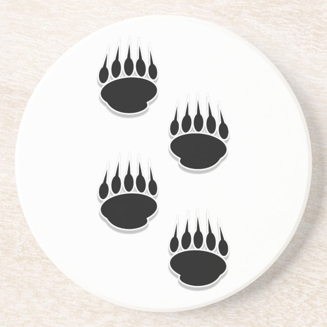 Black Bear Paw Prints Coaster (Front)