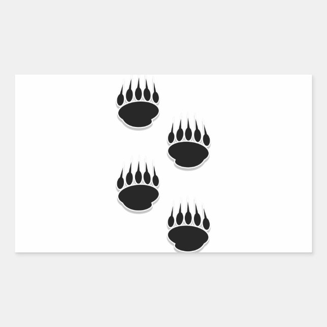 Black Bear Paw Prints Rectangular Sticker (Front)