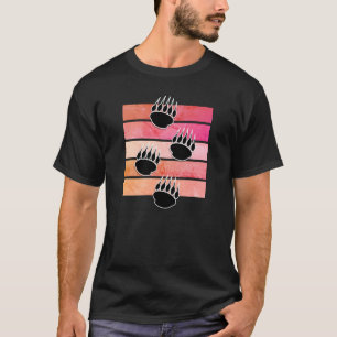 Black Bear Paw Prints Retro Design T-Shirt