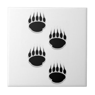 Black Bear Paw Prints Square  Ceramic Tile