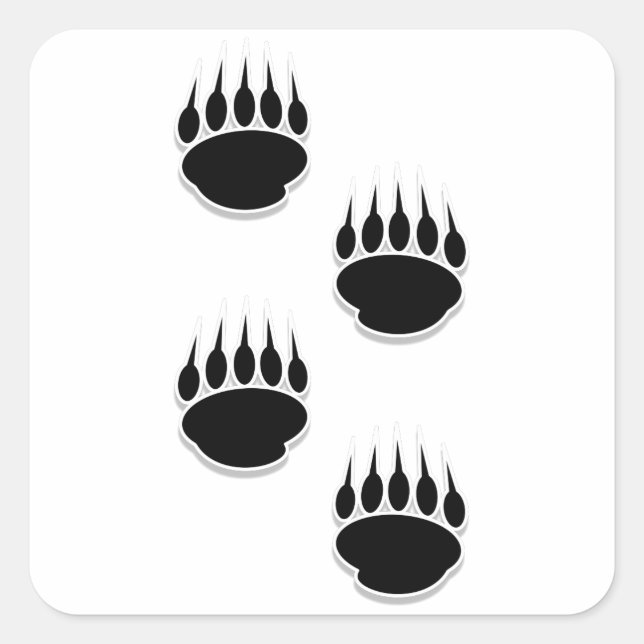 Black Bear Paw Prints Square Sticker (Front)
