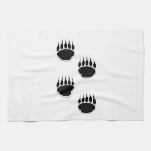 Black Bear Paw Prints Tea Towel