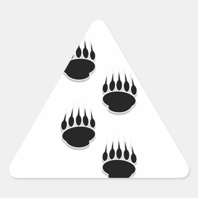 Black Bear Paw Prints Triangle Sticker (Front)