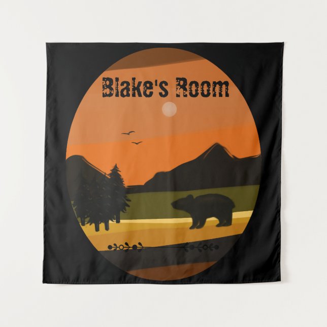 Black Bear Personalised Tapestry (Front)