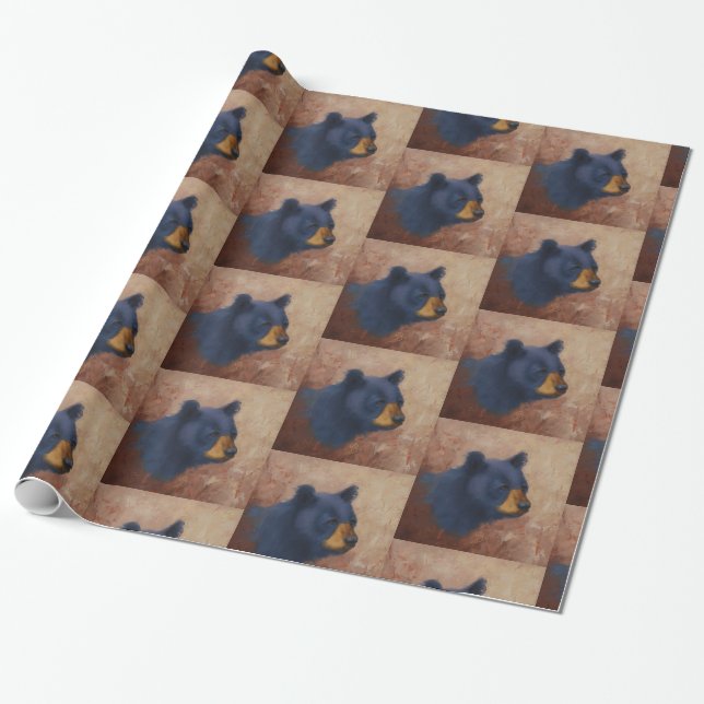 Black Bear Portrait Wrapping Paper (Unrolled)
