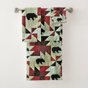 Black Bear Quilt Bath Towel Set